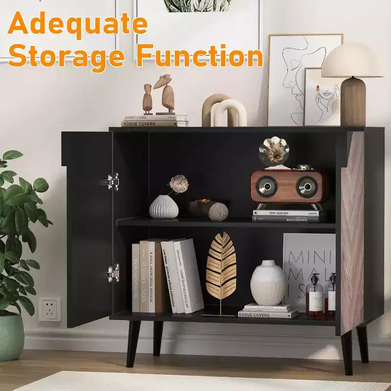 Meuble de rangement de 31,5 pouces avec étagère et portes, buffet moderne avec rangement, meuble d'appoint autonome pour salle à manger, entrée