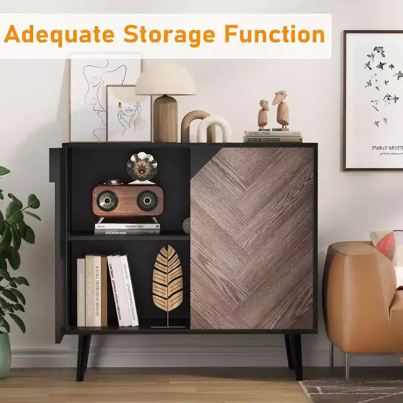 Meuble de rangement de 31,5 pouces avec étagère et portes, buffet moderne avec rangement, meuble d'appoint autonome pour salle à manger, entrée