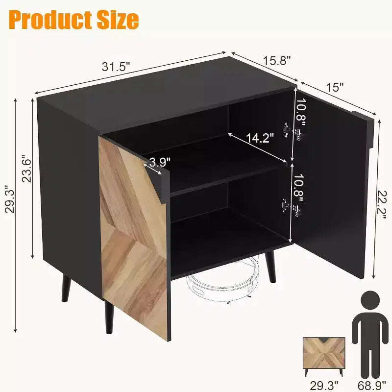 Meuble de rangement de 31,5 pouces avec étagère et portes, buffet moderne avec rangement, meuble d'appoint autonome pour salle à manger, entrée
