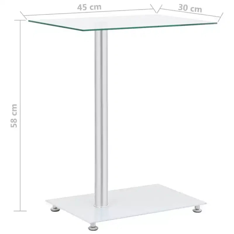 Table d'appoint en U transparente 45x30x58 cm Verre trempé