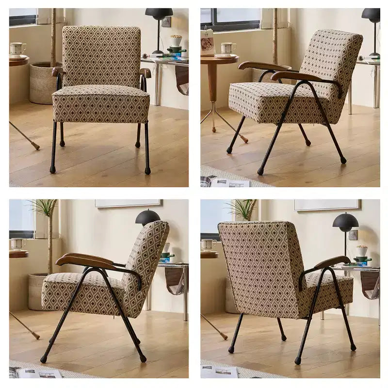 Fauteuil Teeri contemporain en tissu, avec pieds en métal et coussin épais