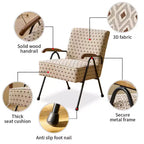 Fauteuil Teeri contemporain en tissu, avec pieds en métal et coussin épais