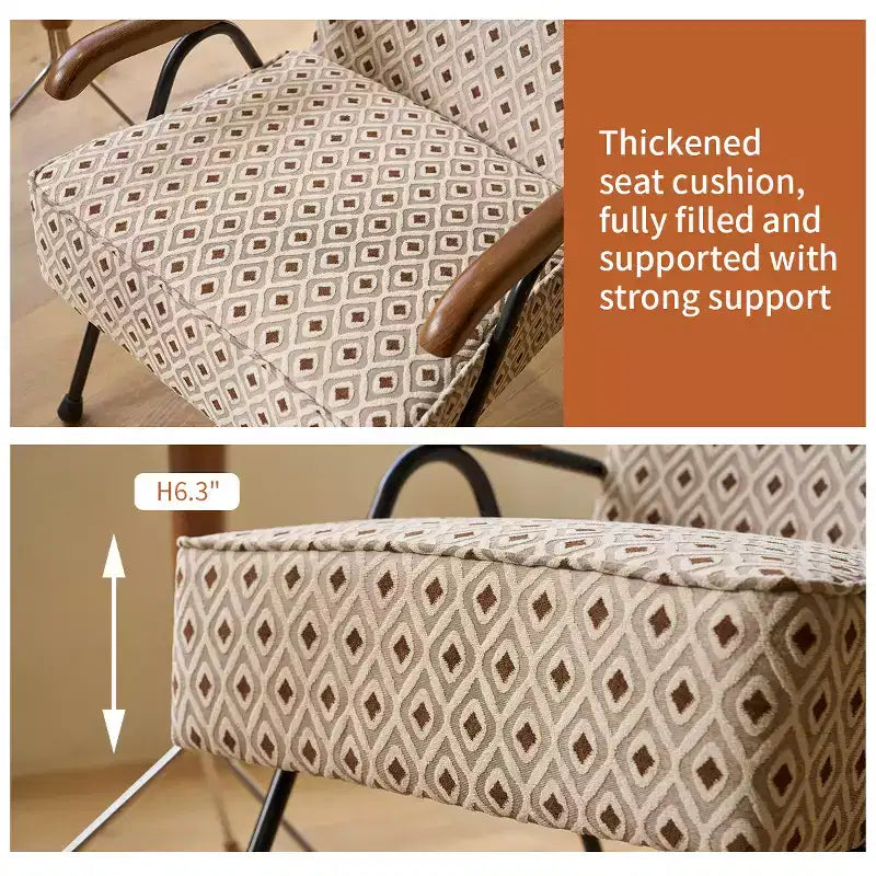 Fauteuil Teeri contemporain en tissu, avec pieds en métal et coussin épais