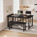 Table de salle à manger pour 4, table de cuisine et 2 chaises rembourrées avec banc, salle à manger rectangulaire en bois