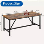 Table à manger pour 8 personnes, table de cuisine rectangulaire de 180 cm, grande table de salle à manger industrielle, pour grande famille