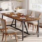 Table à manger pour 8 personnes, table de cuisine rectangulaire de 180 cm, grande table de salle à manger industrielle, pour grande famille