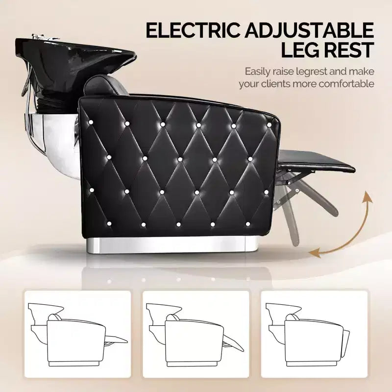 Bac de lavage électrique avec fauteuil inclinable et repose-pieds