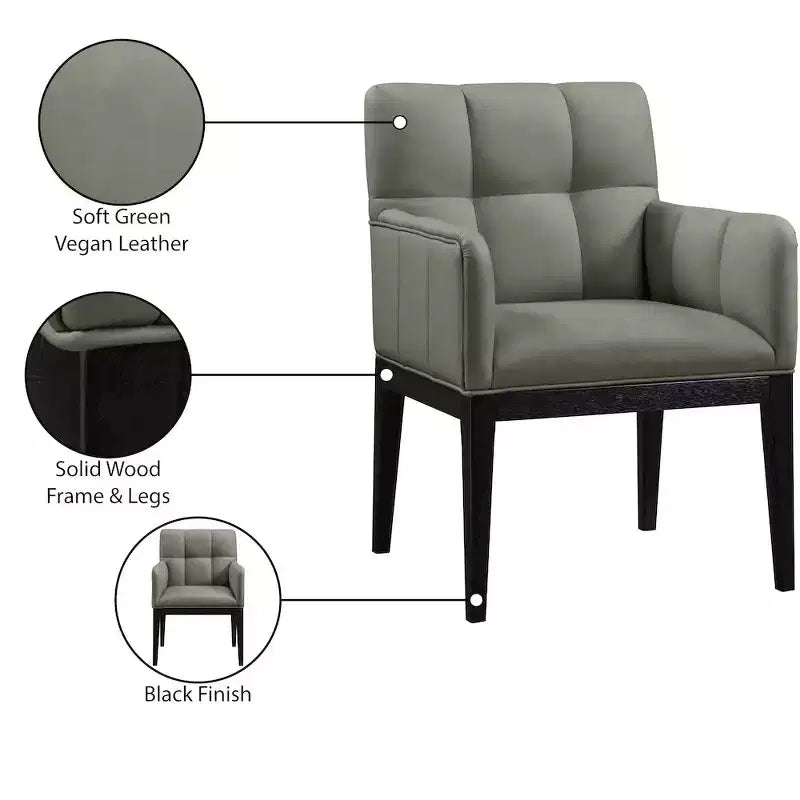 Fauteuil de salle à manger en cuir végétalien Adrian (lot de 2)