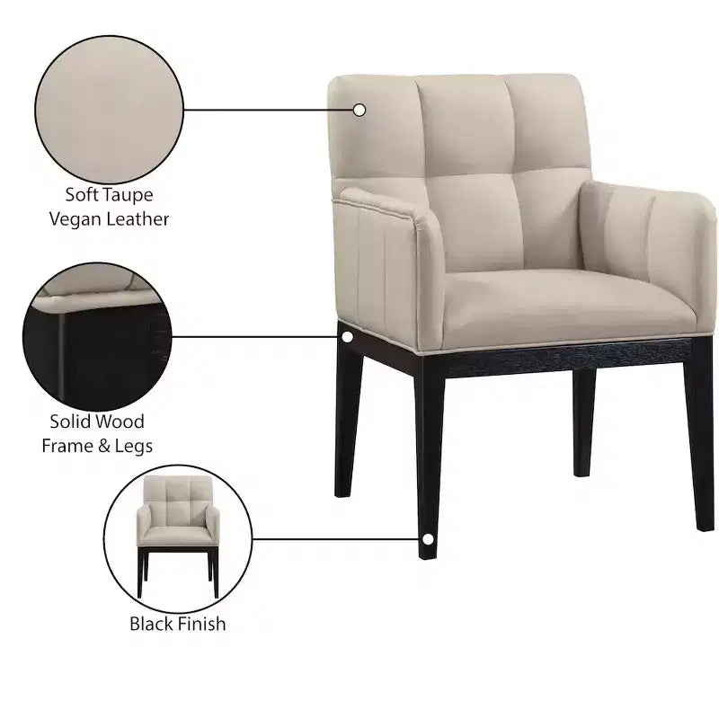Fauteuil de salle à manger en cuir végétalien Adrian (lot de 2)