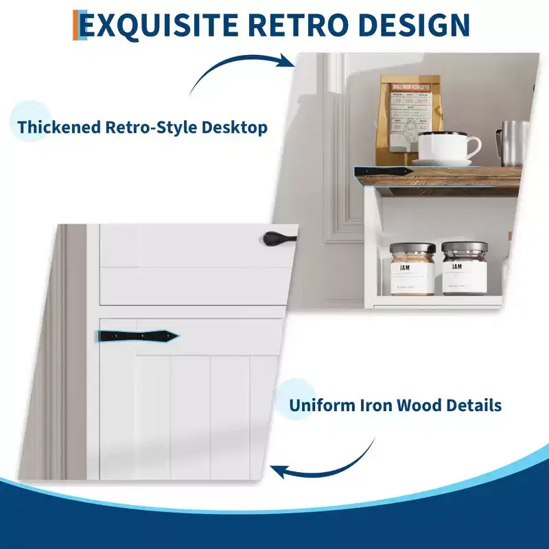 Meuble de rangement de ferme avec portes et tiroirs, armoire de garde-manger de cuisine autoportante, meuble de rangement de salle de bain au sol