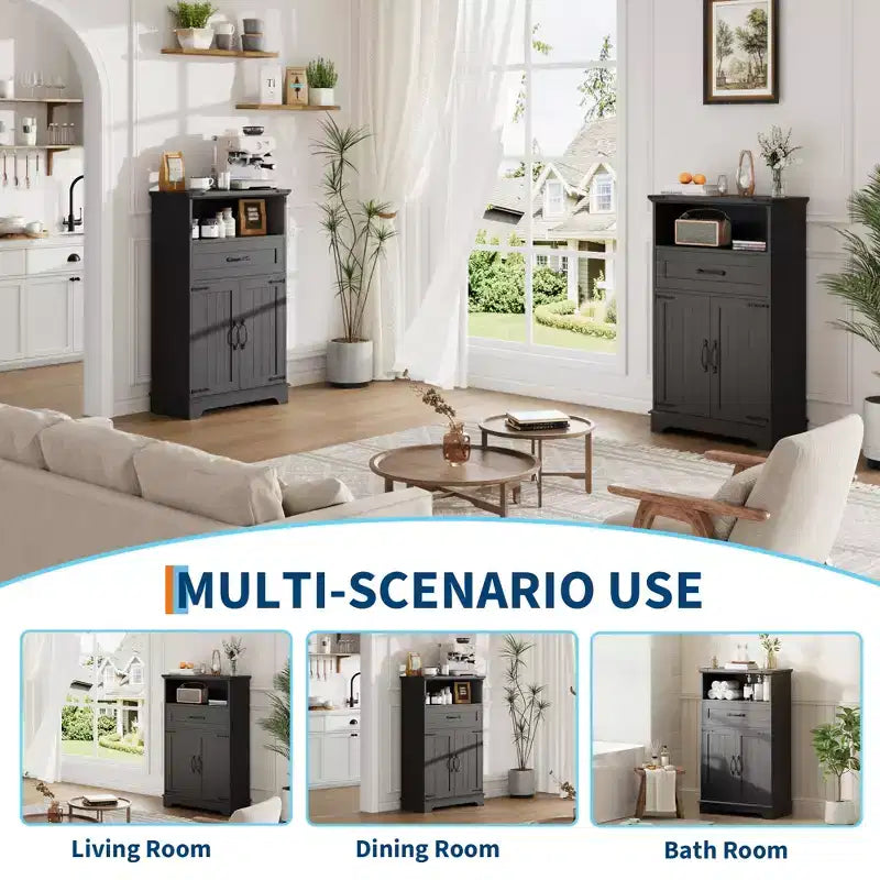 Meuble de rangement de ferme avec portes et tiroirs, armoire de garde-manger de cuisine autoportante, meuble de rangement de salle de bain au sol