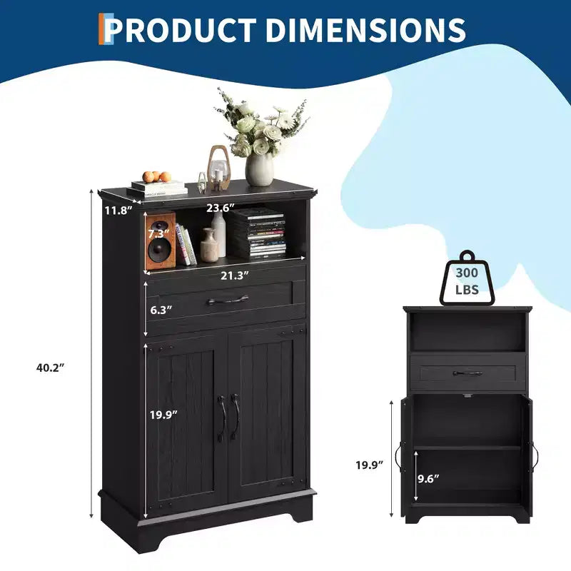Meuble de rangement de ferme avec portes et tiroirs, armoire de garde-manger de cuisine autoportante, meuble de rangement de salle de bain au sol