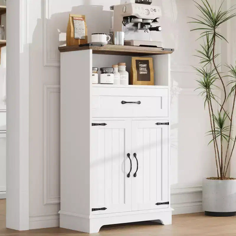 Meuble de rangement de ferme avec portes et tiroirs, armoire de garde-manger de cuisine autoportante, meuble de rangement de salle de bain au sol