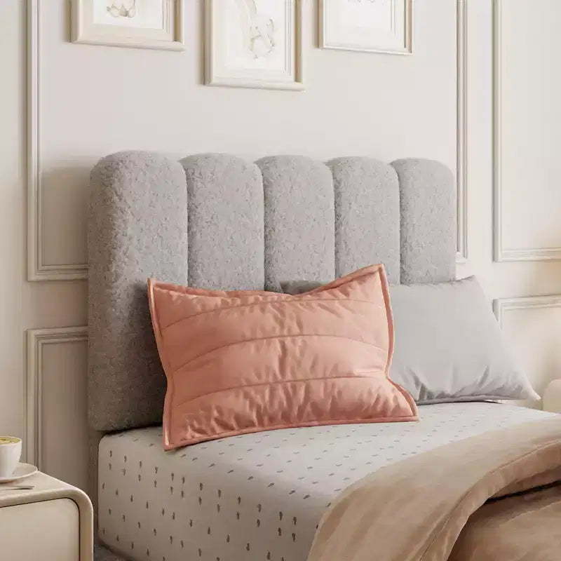 Cadre de lit jumeau, lit plateforme tapissé de velours avec tête de lit ondulée pour filles/enfants, assemblage facile, support à lattes en bois, pas besoin de sommier, rose
