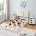 Twin Bed Frame, Velvet Upholstered Platform Bed with Wave Headboard for Girls/Kids, Easy Assembly, Wooden Slats Support, No Box Spring Needed, Pink