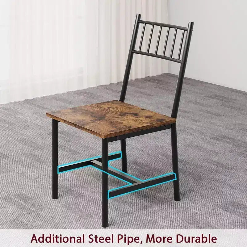 Table à manger pour 4 personnes avec banc et 2 chaises, table de cuisine rectangulaire avec casier à vin et bancs de rangement