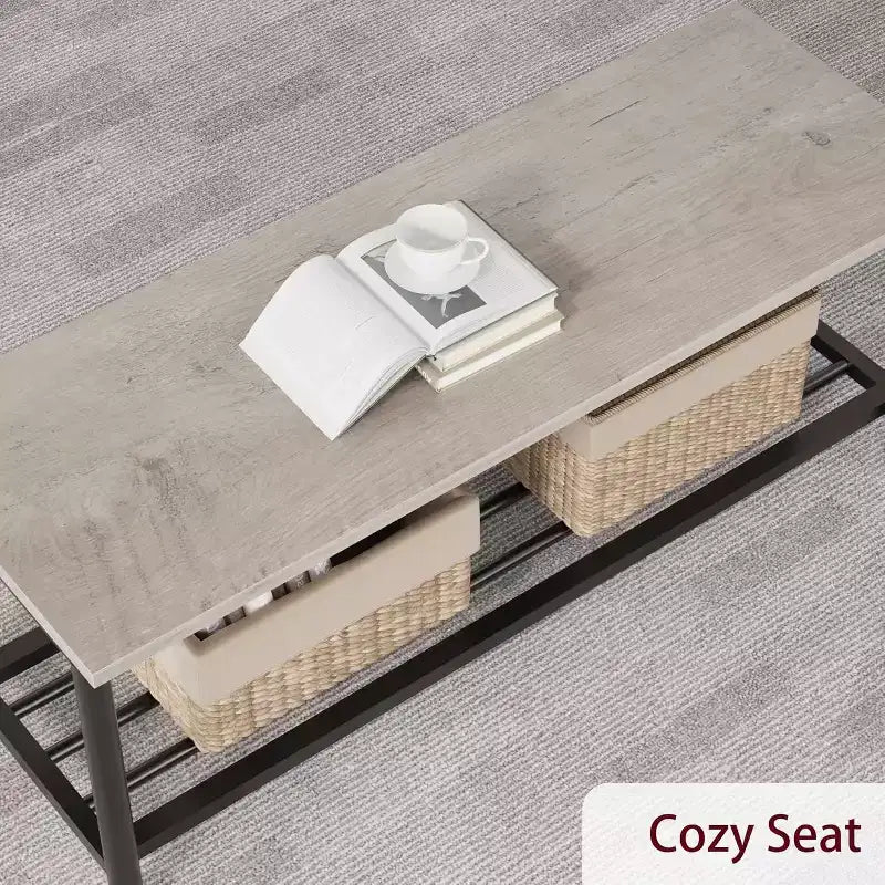 Table à manger pour 4 personnes avec banc et 2 chaises, table de cuisine rectangulaire avec casier à vin et bancs de rangement