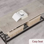 Table à manger pour 4 personnes avec banc et 2 chaises, table de cuisine rectangulaire avec casier à vin et bancs de rangement