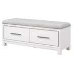 Banc à Chaussures avec Coussin Amovible, Banc d'Entrée avec Rangement Caché pour Salon, Entrée et Couloirs, Blanc