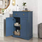 Meuble bas de salle de bain moderne avec grand tiroir coulissant et 2 portes Noir/Bleu/Gris/Blanc/Noir+Blanc