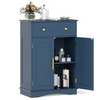 Meuble bas de salle de bain moderne avec grand tiroir coulissant et 2 portes Noir/Bleu/Gris/Blanc/Noir+Blanc