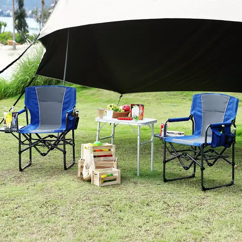 Chaises de camping pliantes portables, chaise pliante légère en aluminium avec table d'appoint et pochette, capacité de poids de 150 kg, pour l'extérieur