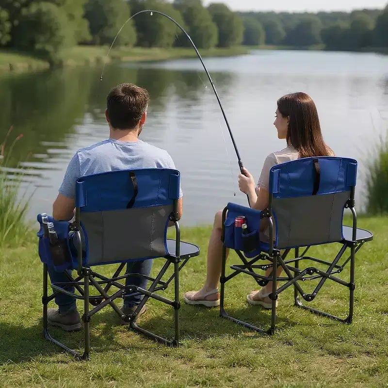 Chaises de camping pliantes portables, chaise pliante légère en aluminium avec table d'appoint et pochette, capacité de poids de 150 kg, pour l'extérieur