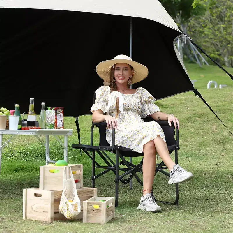 Chaises de camping pliantes portables, chaise pliante légère en aluminium avec table d'appoint et pochette, capacité de poids de 150 kg, pour l'extérieur