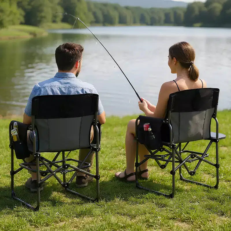 Chaises de camping pliantes portables, chaise pliante légère en aluminium avec table d'appoint et pochette, capacité de poids de 150 kg, pour l'extérieur