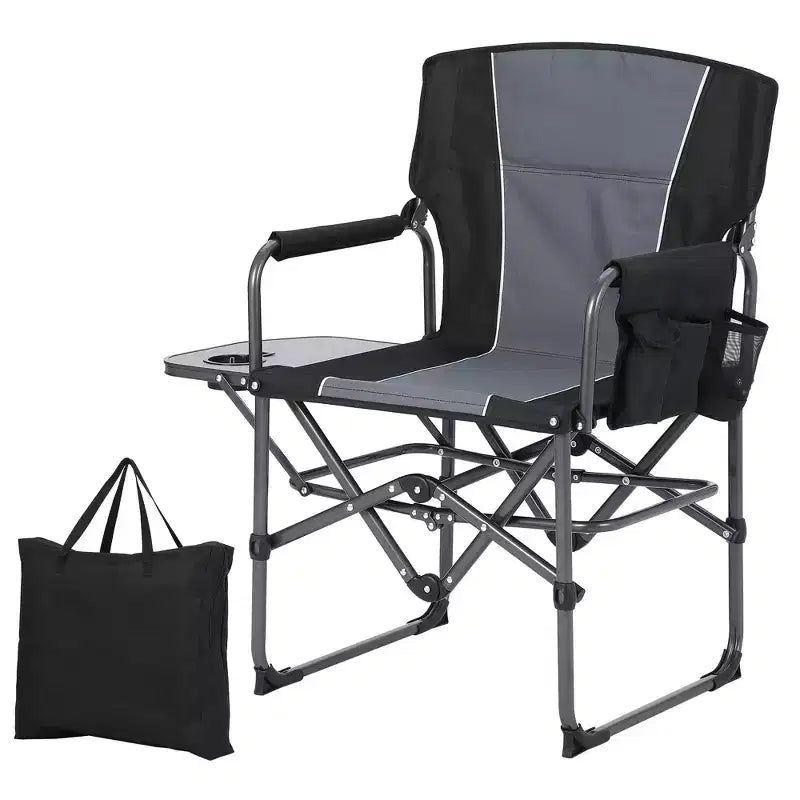Portable Folding Camping Chairs, Lightweight Aluminum Folding Chair with Side Table and Pocket, 330 Lbs Weight Capacity, for Outdoor
