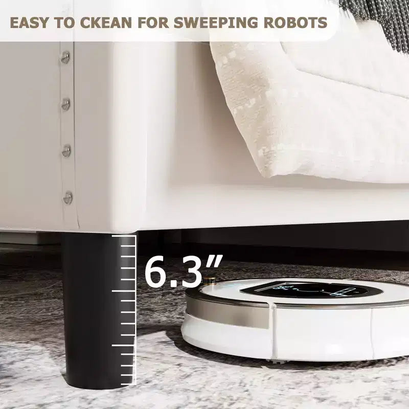 Lit plateforme pleine grandeur rembourré en velours avec tête de lit à oreilles