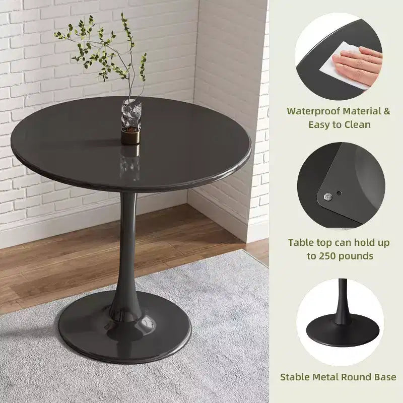 Table à manger ronde de 60/80cm Table de cuisine avec base tulipe en acier Table de cuisine ronde pour salle à manger