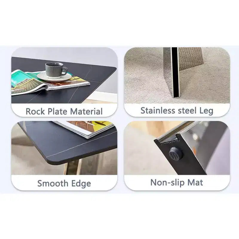 Table de salle à manger/cuisine moderne de 63 po, table à hauteur de comptoir avec imitation marbre et base incurvée pour 6 personnes