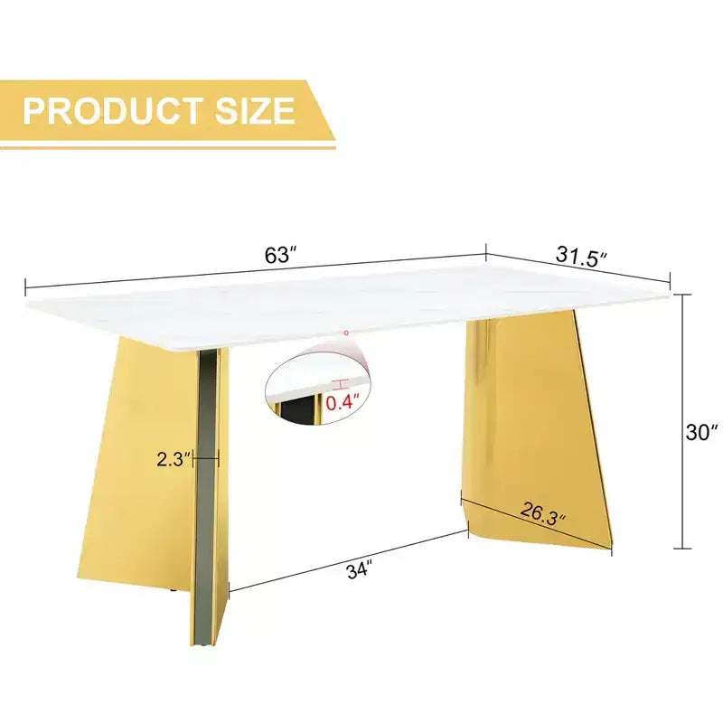 Table de salle à manger/cuisine moderne de 63 po, table à hauteur de comptoir avec imitation marbre et base incurvée pour 6 personnes