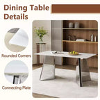 Table de salle à manger/cuisine moderne de 63 po, table à hauteur de comptoir avec imitation marbre et base incurvée pour 6 personnes