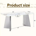 Table de salle à manger/cuisine moderne de 63 po, table à hauteur de comptoir avec imitation marbre et base incurvée pour 6 personnes