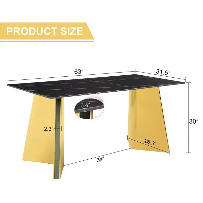 Table de salle à manger/cuisine moderne de 63 po, table à hauteur de comptoir avec imitation marbre et base incurvée pour 6 personnes
