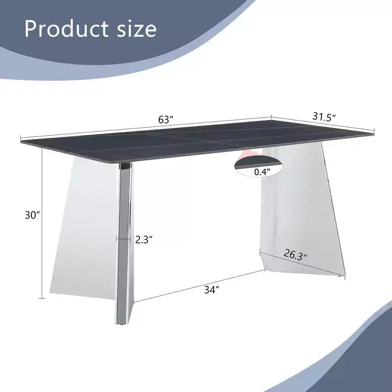 Table de salle à manger/cuisine moderne de 63 po, table à hauteur de comptoir avec imitation marbre et base incurvée pour 6 personnes