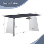 Table de salle à manger/cuisine moderne de 63 po, table à hauteur de comptoir avec imitation marbre et base incurvée pour 6 personnes