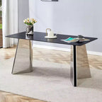 Table de salle à manger/cuisine moderne de 63 po, table à hauteur de comptoir avec imitation marbre et base incurvée pour 6 personnes