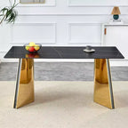 Table de salle à manger/cuisine moderne de 63 po, table à hauteur de comptoir avec imitation marbre et base incurvée pour 6 personnes