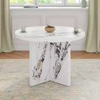 Okak 42 Inch Round Dining Table Modern Kitchen Table with MDF Legs for 4 Person, for Living Room, Dining Room, White