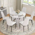 Table à manger ronde de 42 pouces, table de cuisine moderne avec pieds en MDF pour 4 personnes, pour salon, salle à manger, blanc