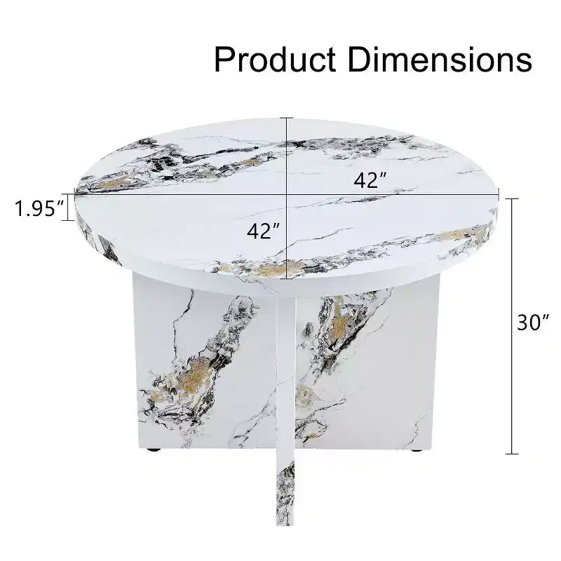 Table à manger ronde de 42 pouces, table de cuisine moderne avec pieds en MDF pour 4 personnes, pour salon, salle à manger, blanc