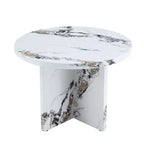 Table à manger ronde de 42 pouces, table de cuisine moderne avec pieds en MDF pour 4 personnes, pour salon, salle à manger, blanc