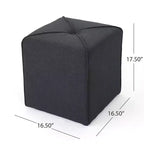 Pouffe carré Tammy en tissu moderne touffeté avec passepoil assorti