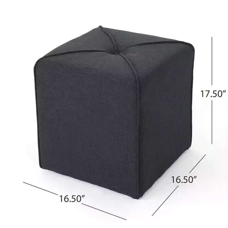 Pouffe carré Tammy en tissu moderne touffeté avec passepoil assorti