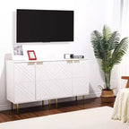 Meuble de rangement, buffet moderne avec 2 portes décoratives à motifs en relief, buffet de cuisine avec étagère réglable, entrée