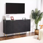 Meuble de rangement, buffet moderne avec 2 portes décoratives à motifs en relief, buffet de cuisine avec étagère réglable, entrée