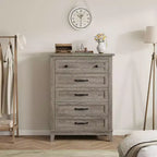 Commode à 5 tiroirs pour chambre, commode verticale de 104,9 cm de hauteur avec grand espace de rangement, commode de placard autonome en bois pour chambre, salon